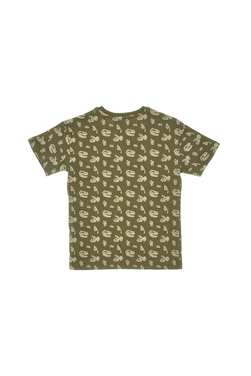 Maglia Girocollo a Maniche Corte Verde con Stampe a Contrasto PITT KIDS PT-K-T-7013 miniatura 2