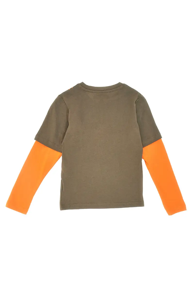 Maglia Girocollo a Maniche Lunghe Verde e Arancio PITT KIS 6033 miniatura 3