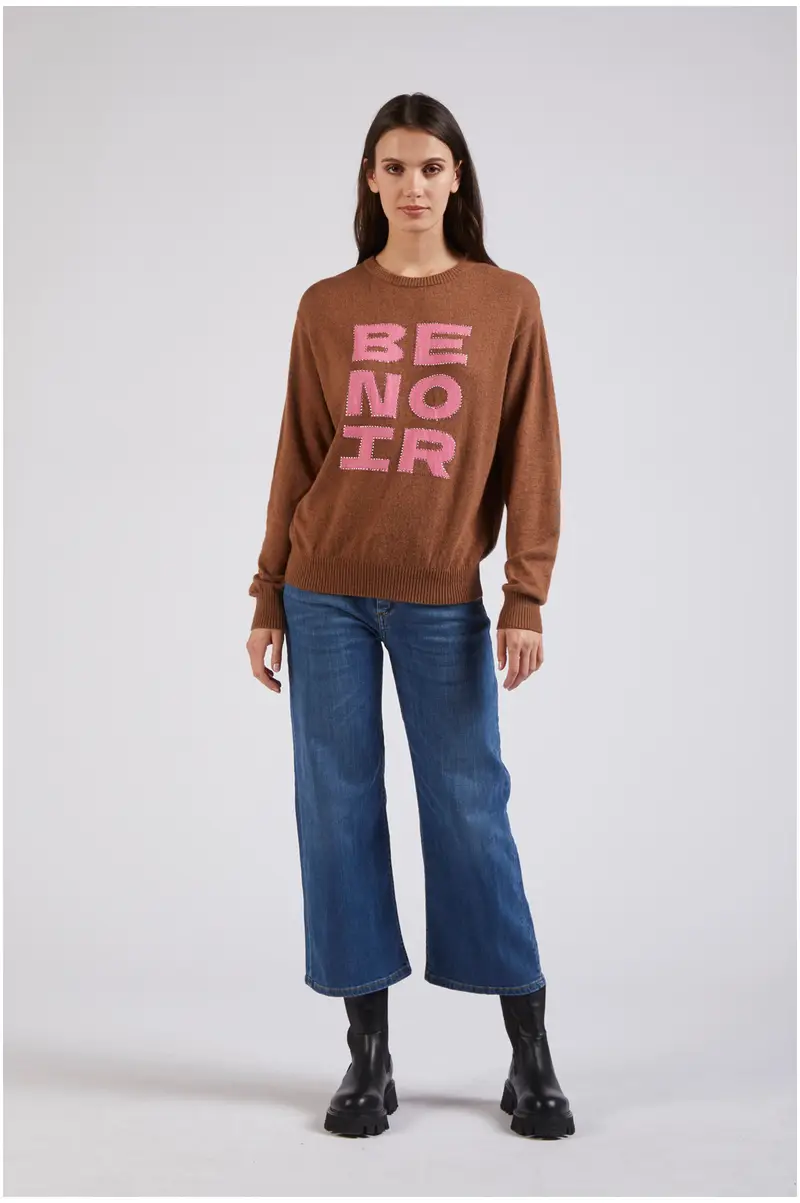 maglia girocollo be noir cammello s