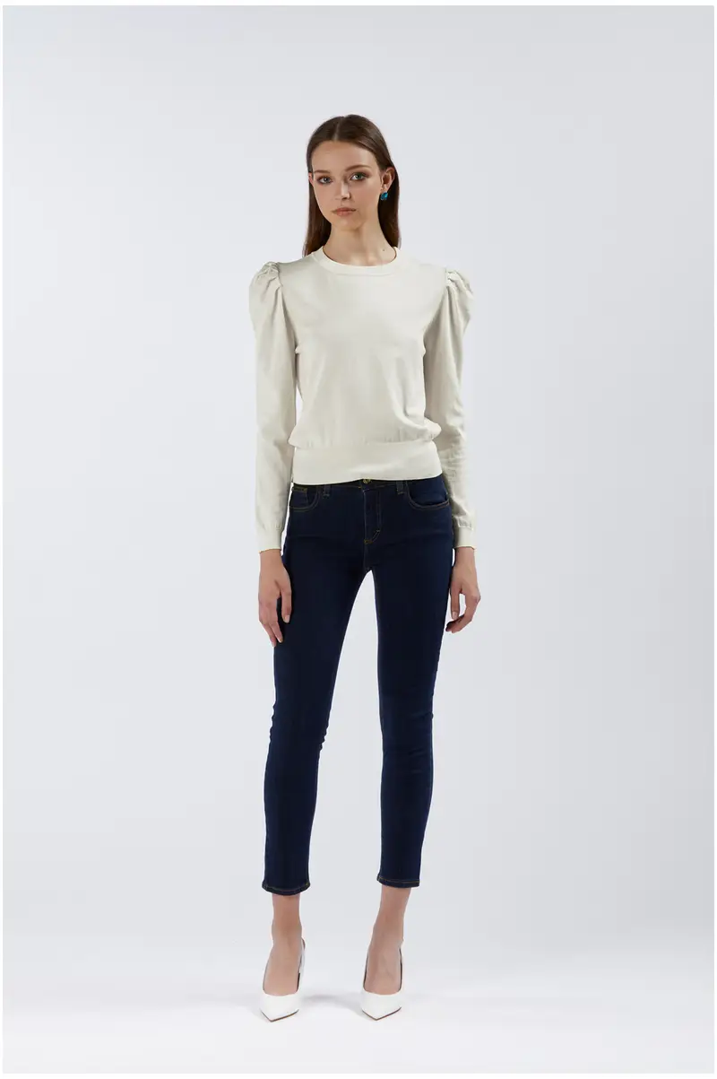 maglia girocollo in misto viscosa bianco