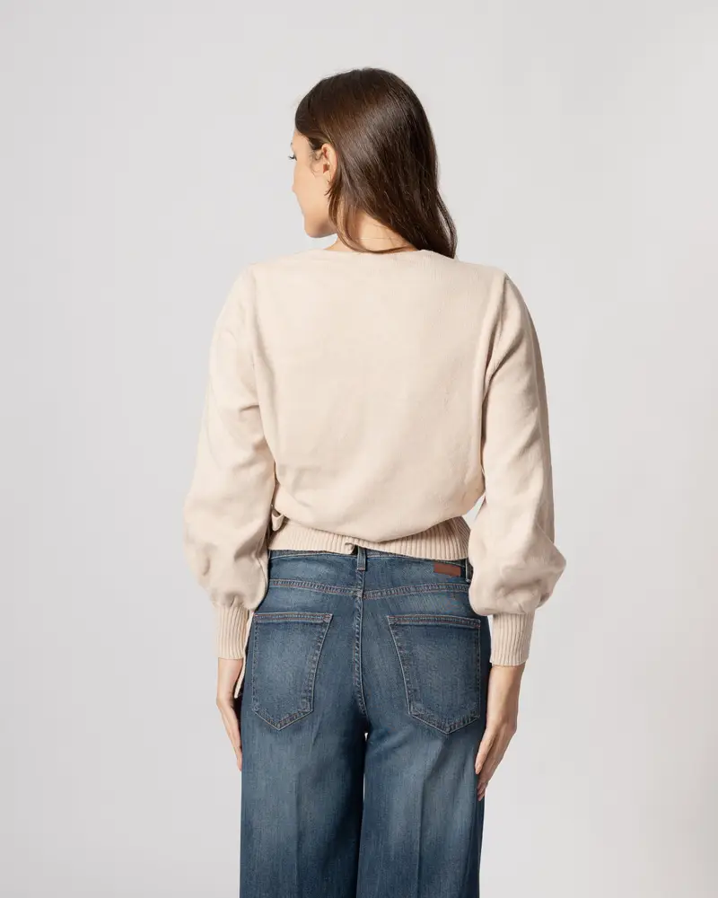 Maglia incrociata beige miniatura 2