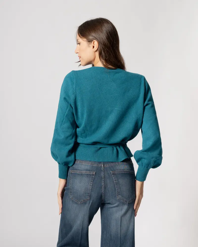 Maglia incrociata ottanio