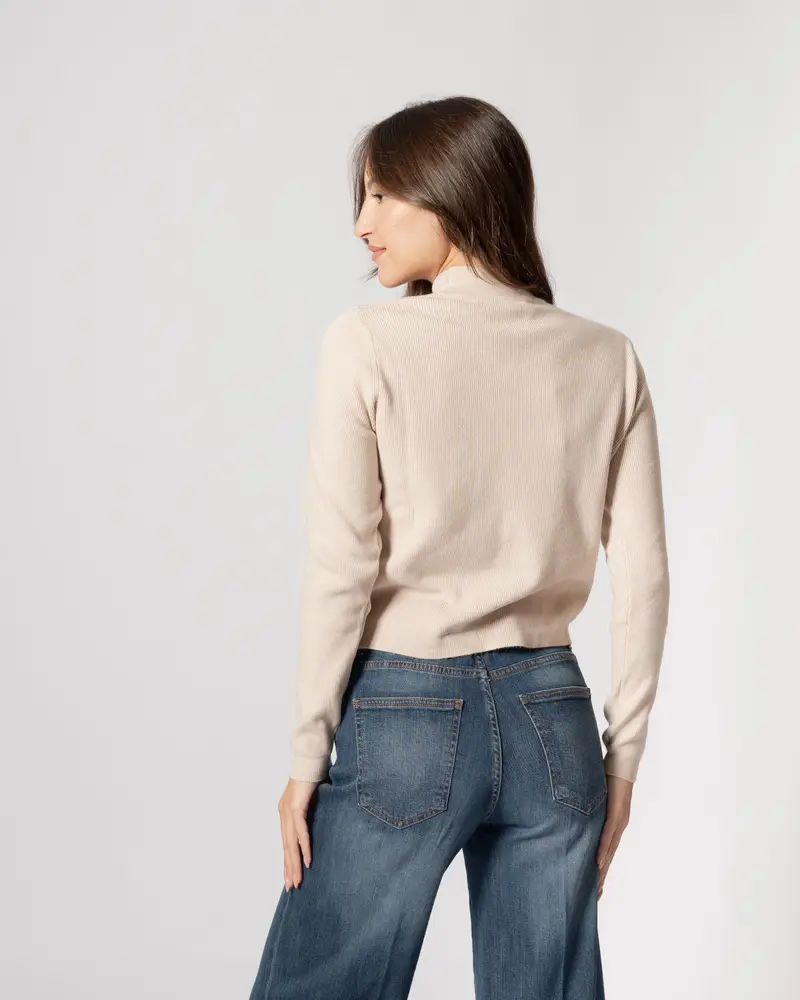 Maglia lupetto goccia beige miniatura 2