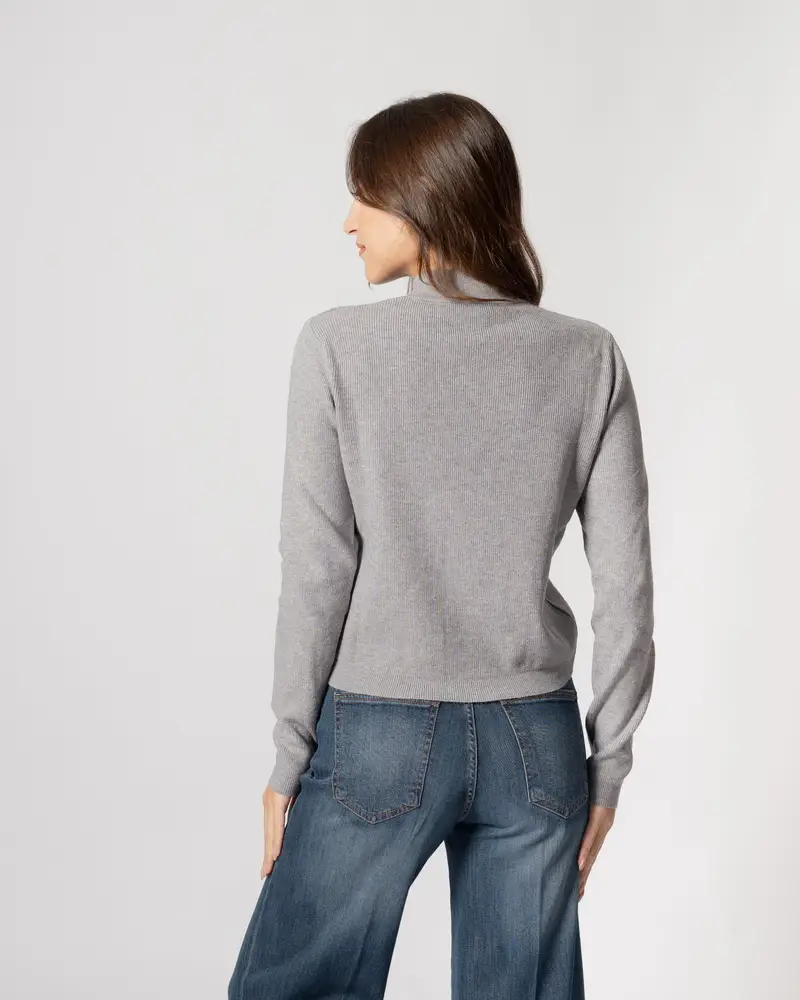 Maglia lupetto goccia grigio miniatura 2