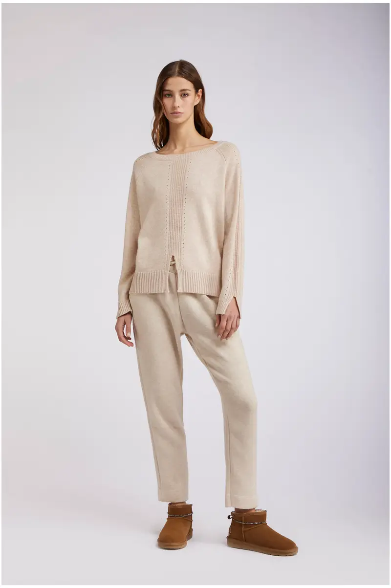 maglia scollo barca mistolana motivo traforo corda s