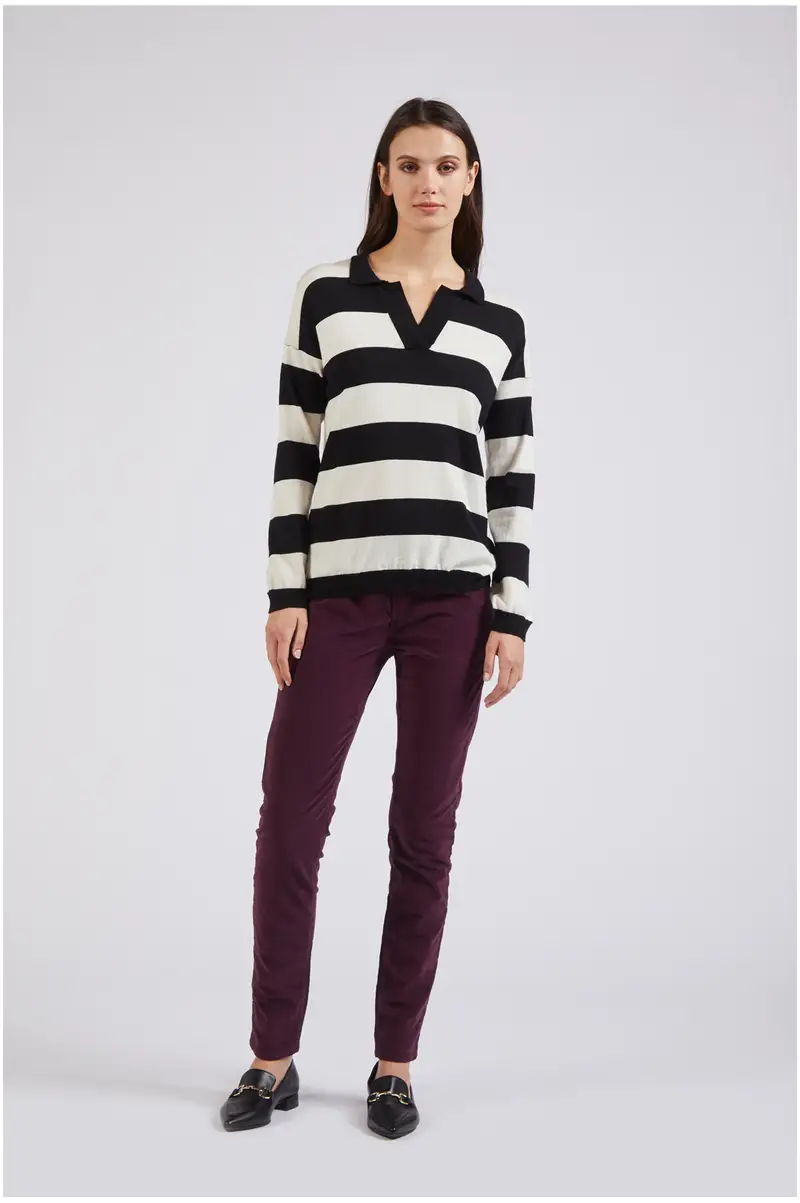 maglia tipo serafino rigata multiriga xs