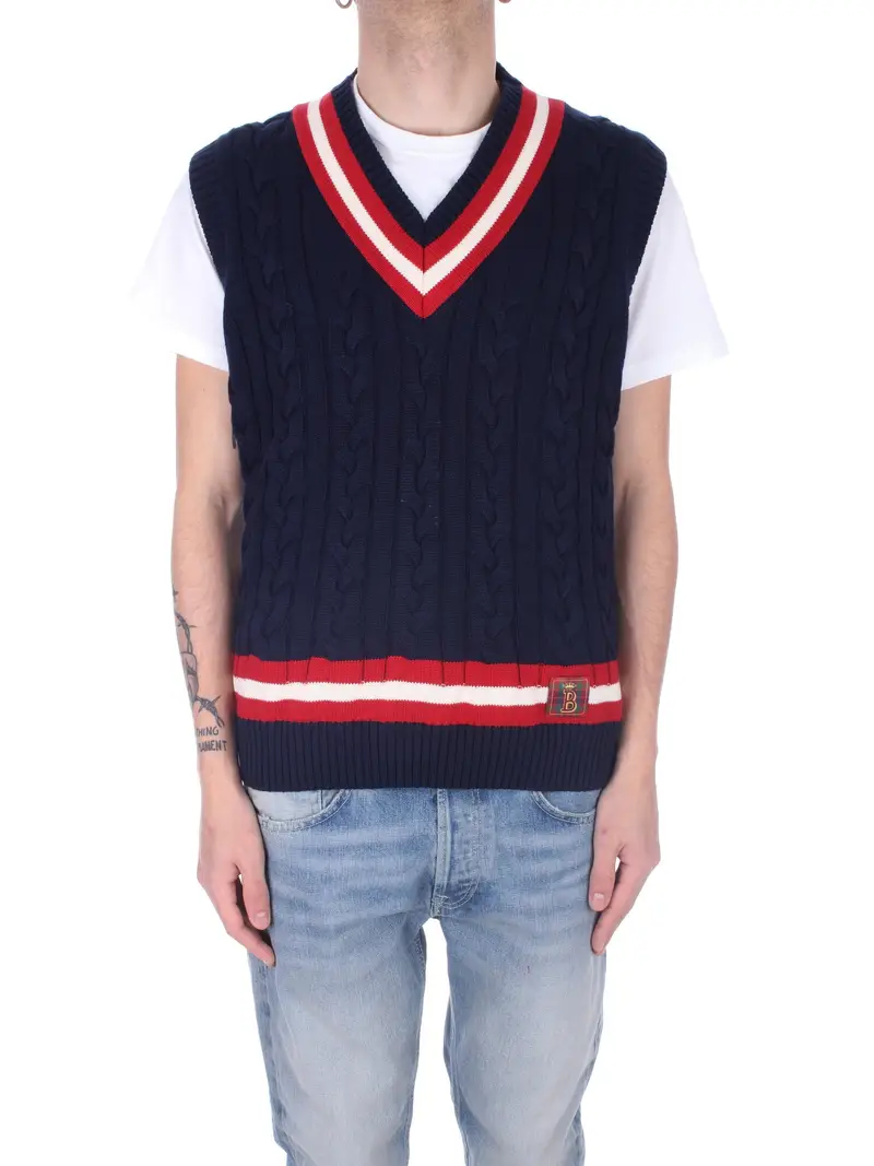 Maglia Uomo BARACUTA Navy Cable vest