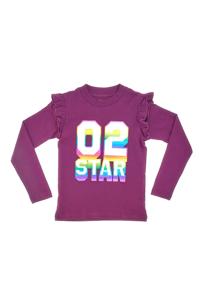 Maglia Viola Girocollo con Stampa Olografica PITT KIDS 6035 miniatura 2