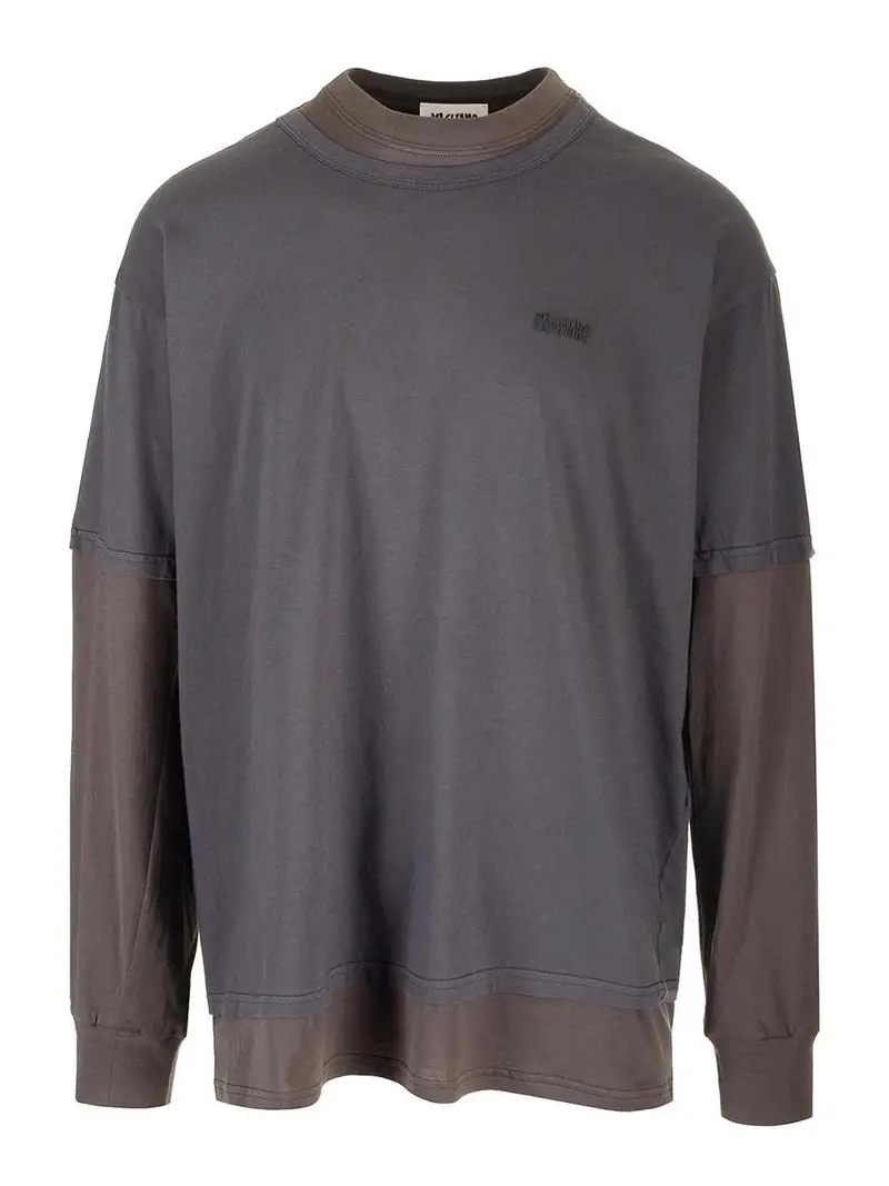 Maglione in cotone bicolore Blu