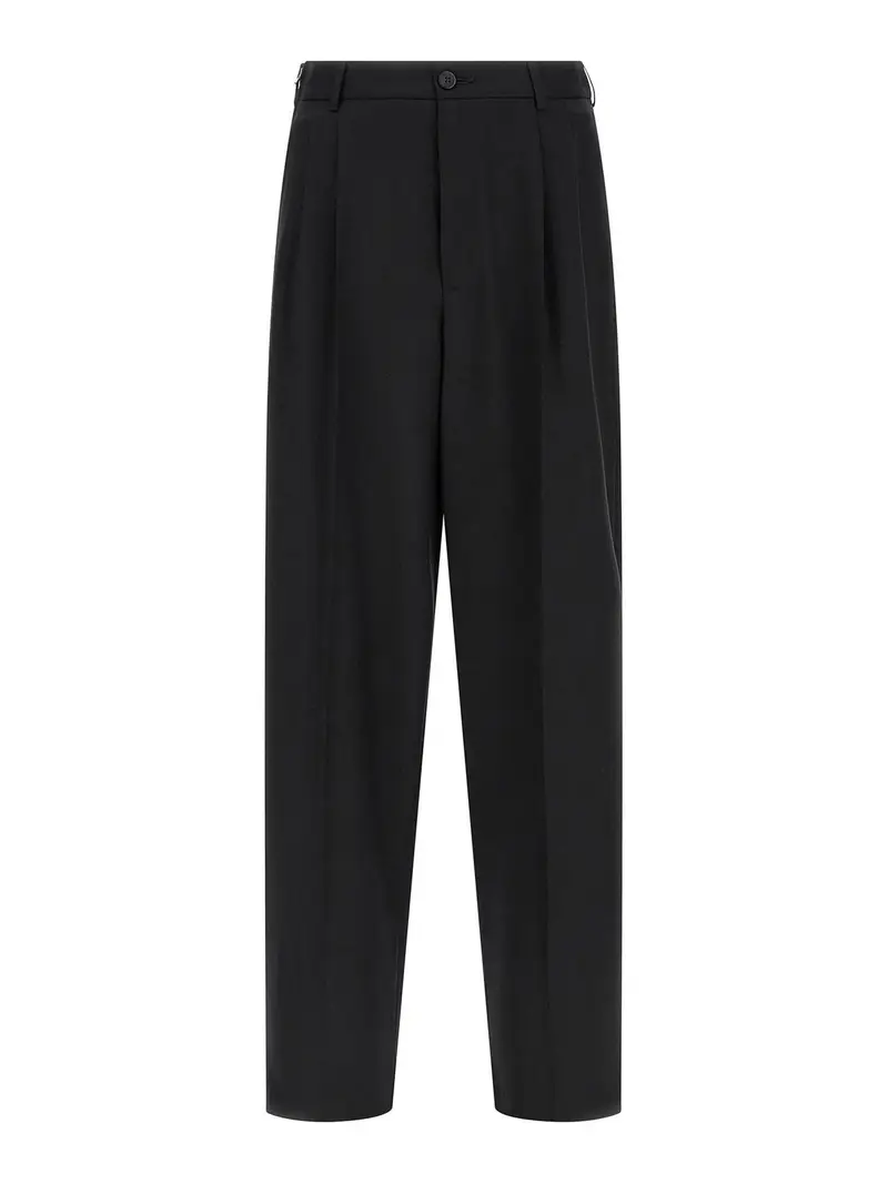 Pantaloni classici con doppia pince con zip Nero