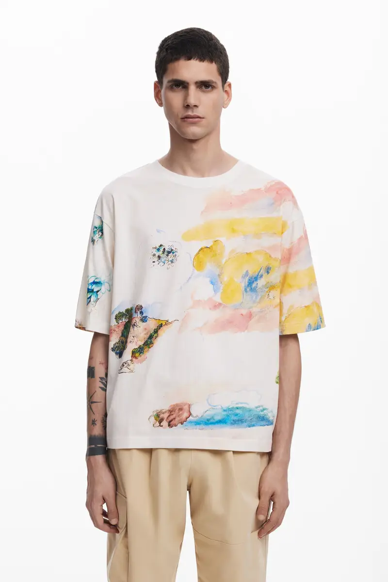 Maglietta a maniche corte ad acquerello