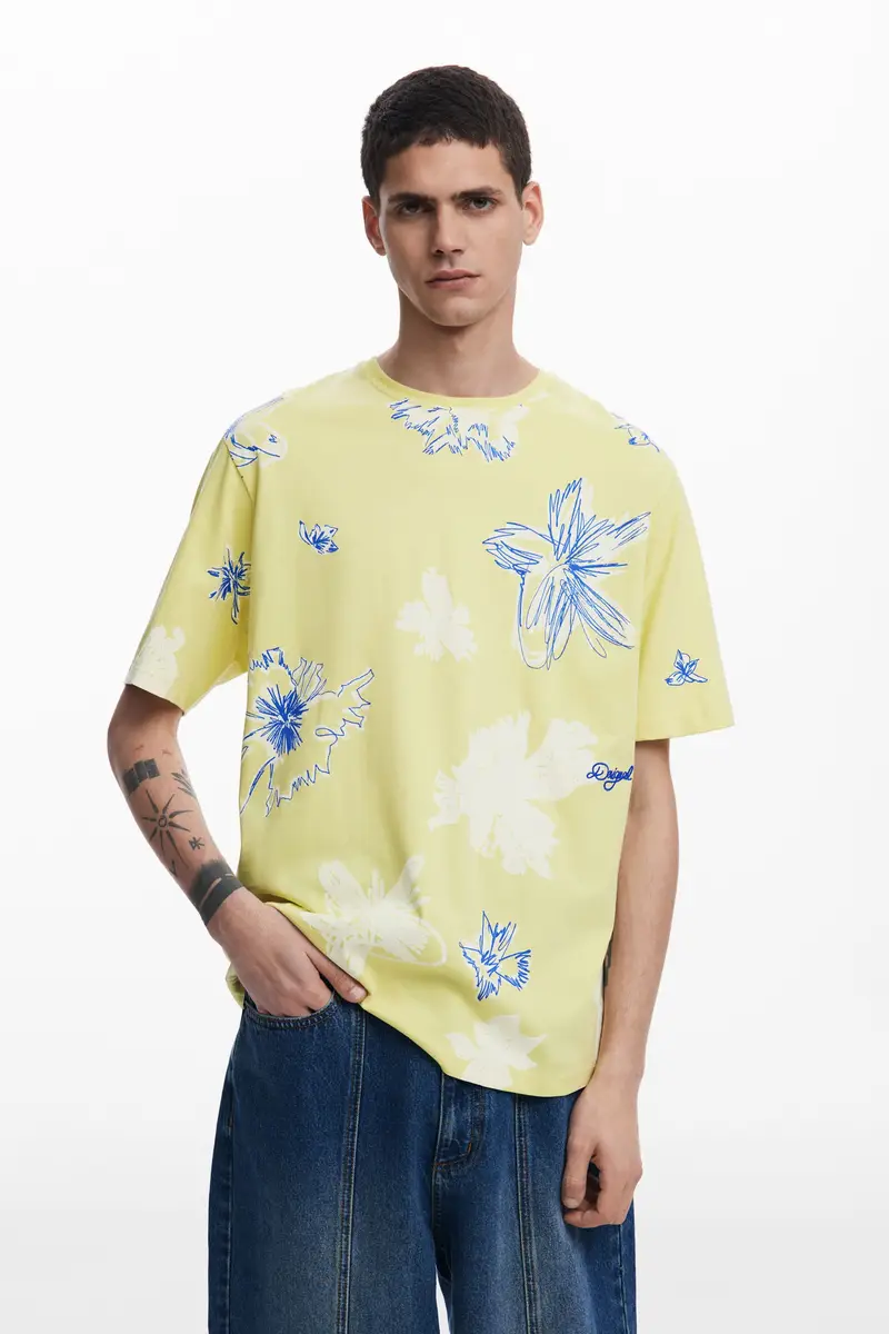 Maglietta a maniche corte con foglie