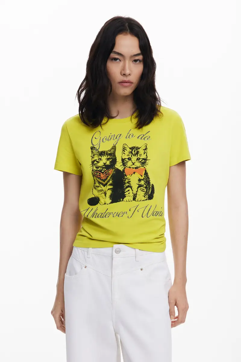 Maglietta a maniche corte con gatti