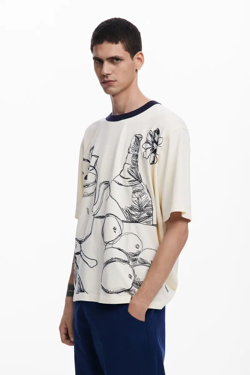 Maglietta a maniche corte con natura morta