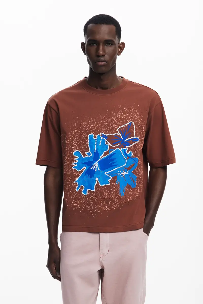 Maglietta a maniche corte con patch floreale