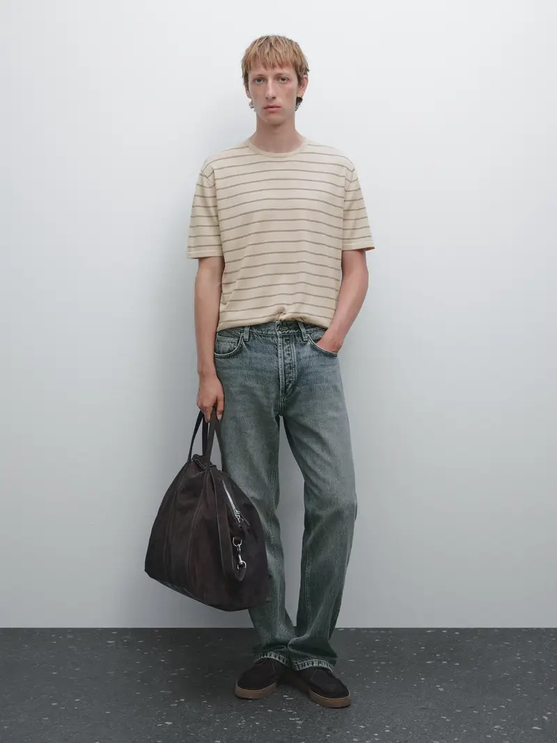 Maglietta A Righe In Maglia Leggera - Ecru - Xl - Massimo Dutti - Maschile