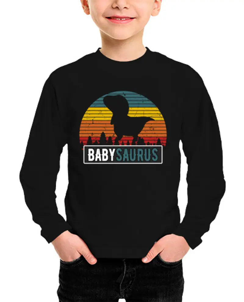 Maglietta bambino manica lunga babysaurus bambino t rex dinosauro retr