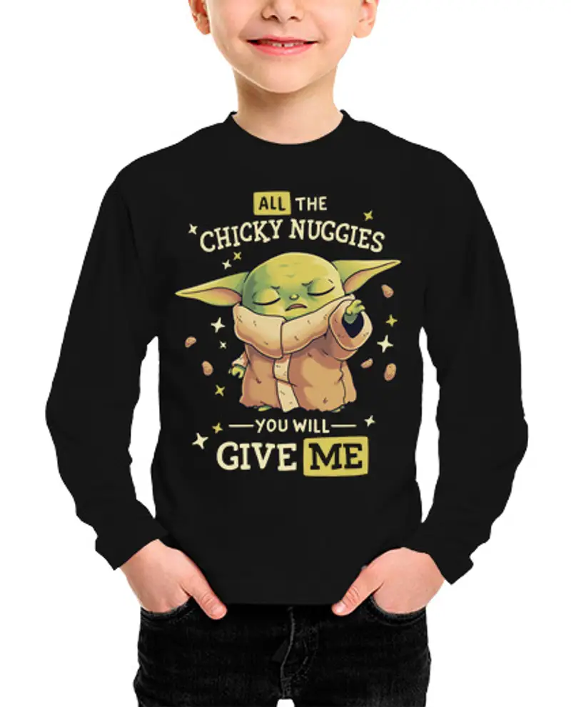 Maglietta bambino manica lunga bebè yoda mandalorian chic ky nuggies
