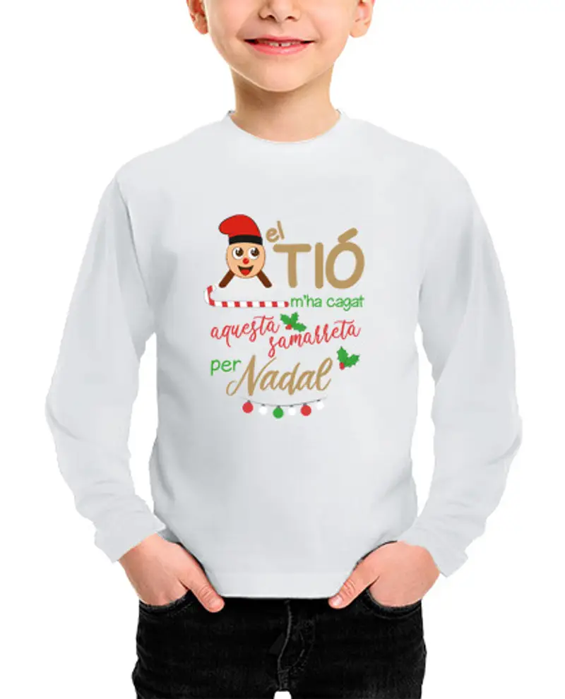 Maglietta bambino manica lunga caga zio samarreta màniga llarga nadal nen i nena