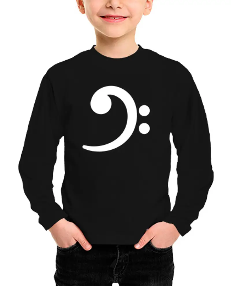 Maglietta bambino manica lunga chiave di basso (bianco)