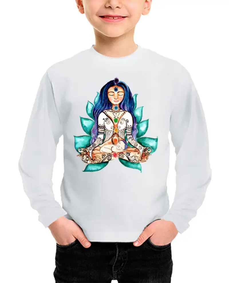 Maglietta bambino manica lunga dea chakra bambino manica lunga