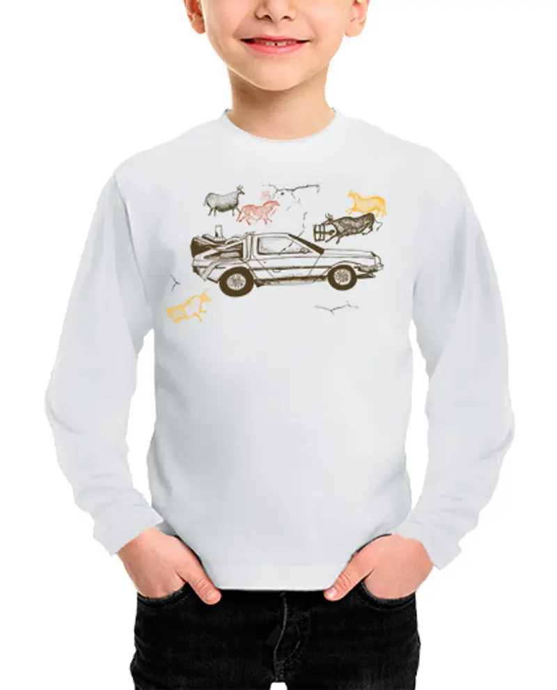Maglietta bambino manica lunga delorean preistorico