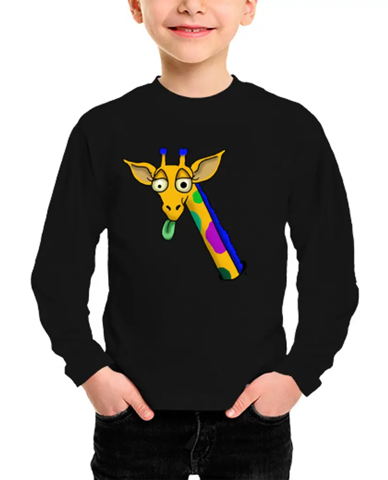 Maglietta bambino manica lunga giraffa pazza