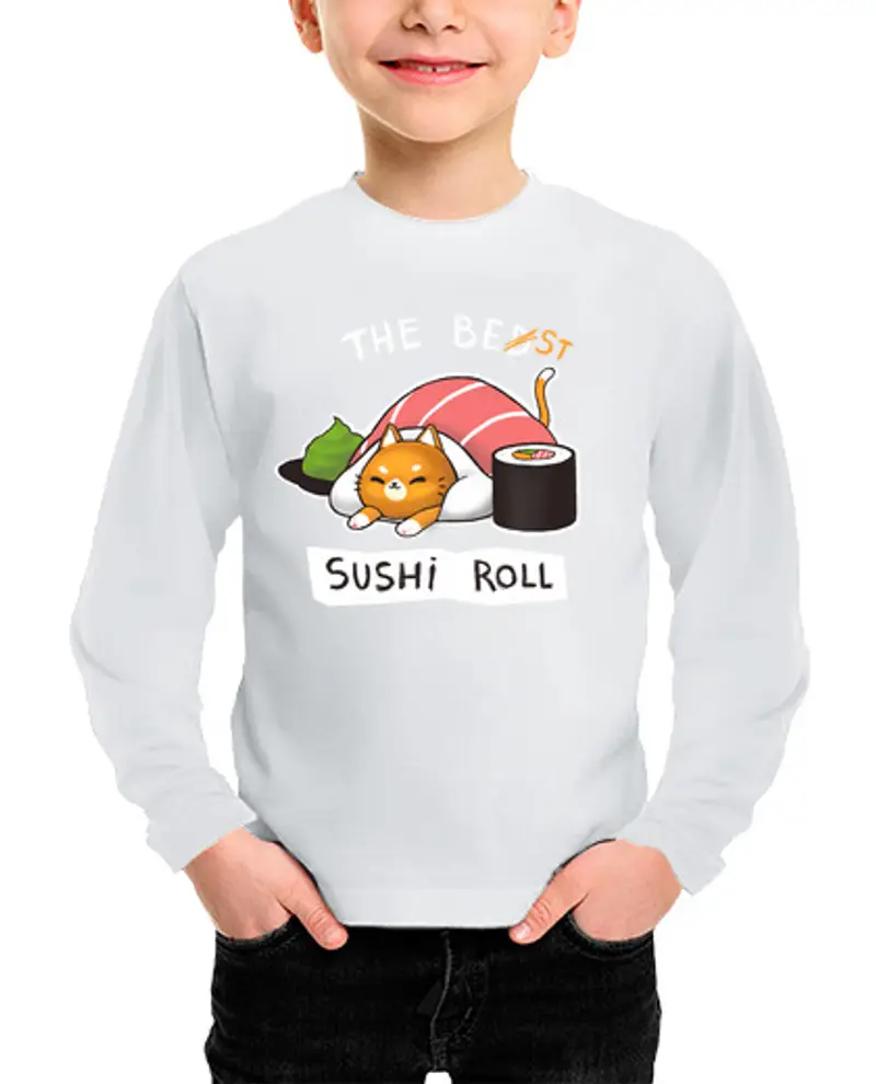Maglietta bambino manica lunga letto sushi