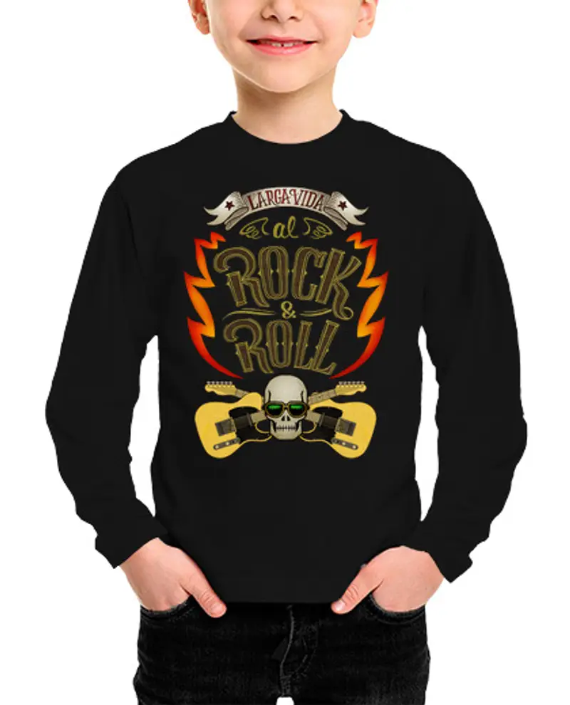 Maglietta bambino manica lunga lunga vita al rock and roll