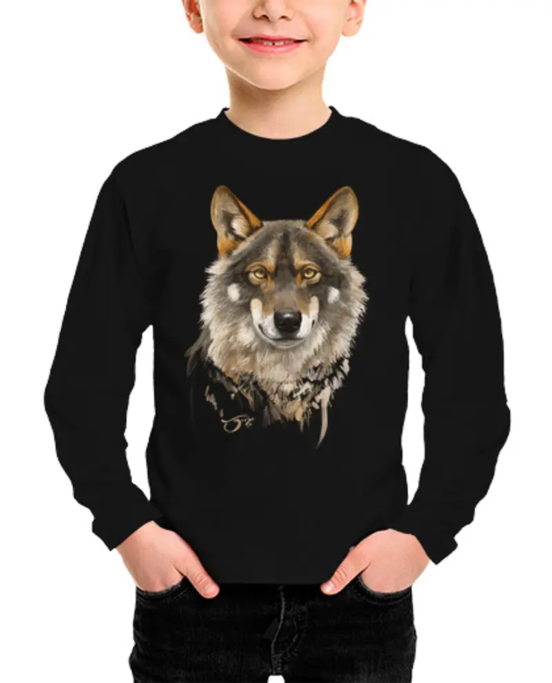 Maglietta bambino manica lunga Lupo iberico 1