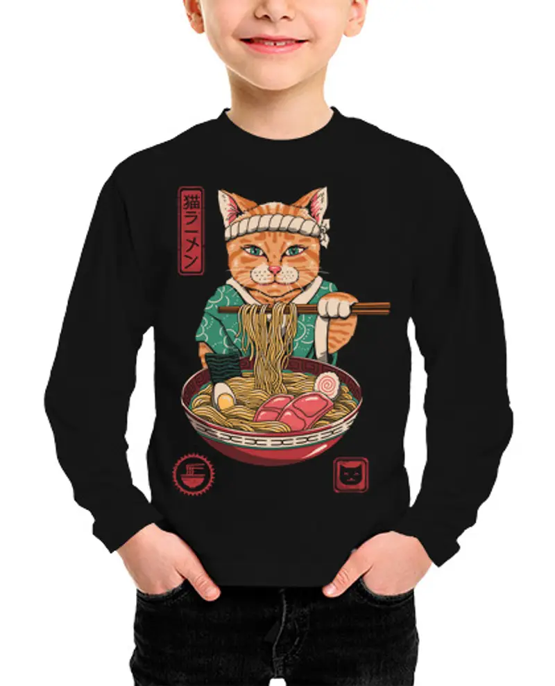 Maglietta bambino manica lunga neko ramen