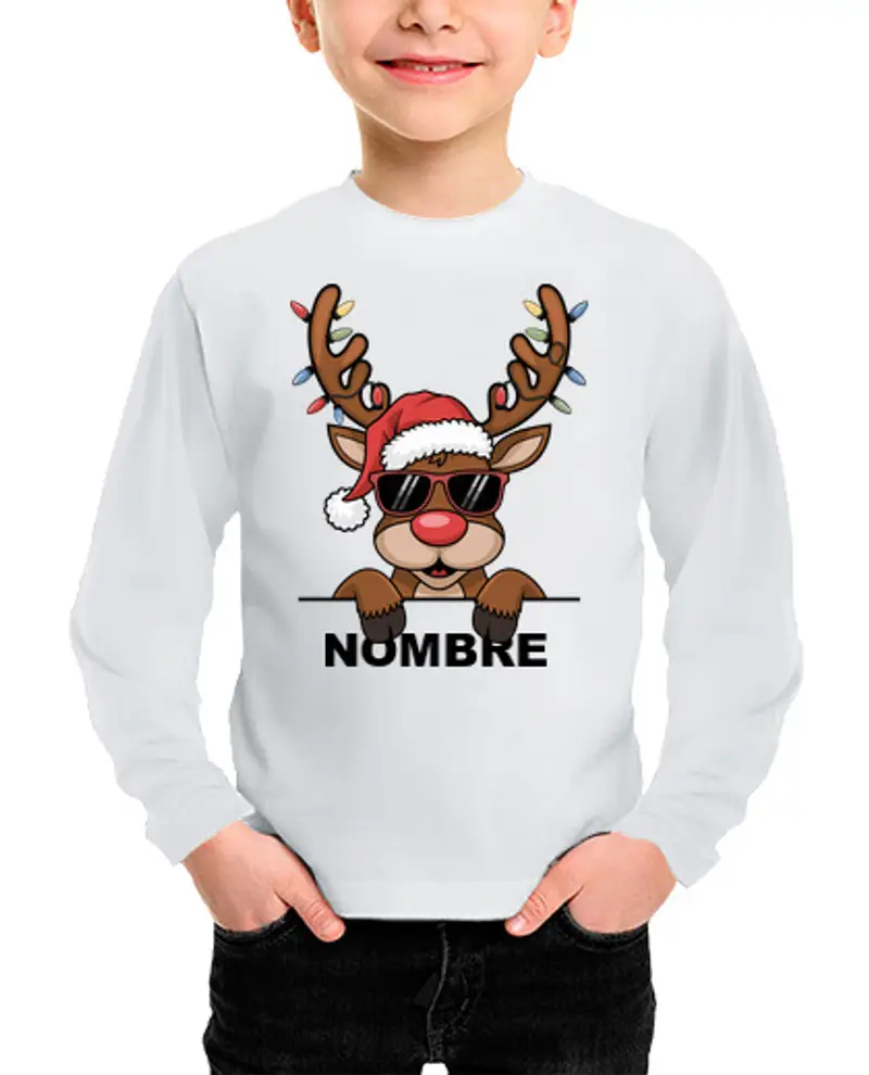 Maglietta bambino manica lunga nome personalizzato renna dlei vita d