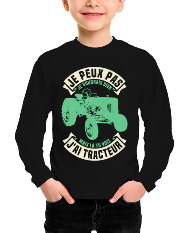 Maglietta bambino manica lunga Non posso avere un trattore