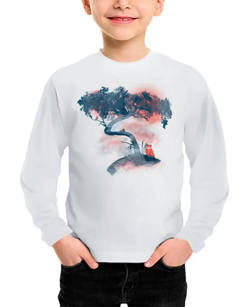 Maglietta bambino manica lunga Panda rosso