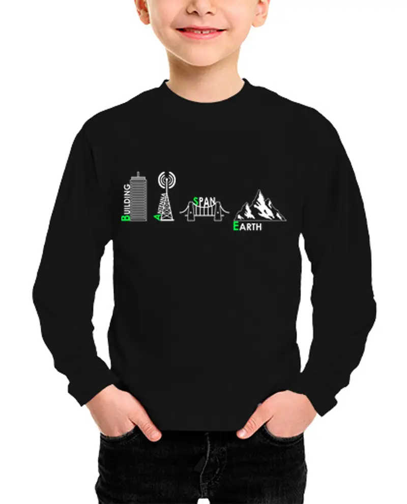 Maglietta bambino manica lunga paracadute base jumping estremamente