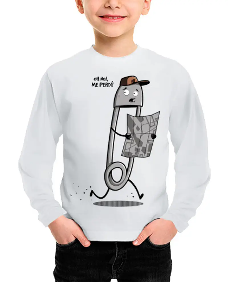 Maglietta bambino manica lunga spilla da balia