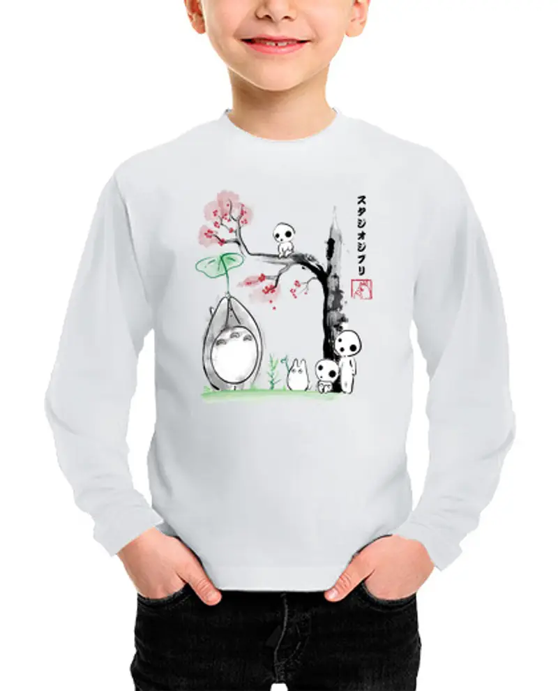 Maglietta bambino manica lunga tree crescitazione sumi-e