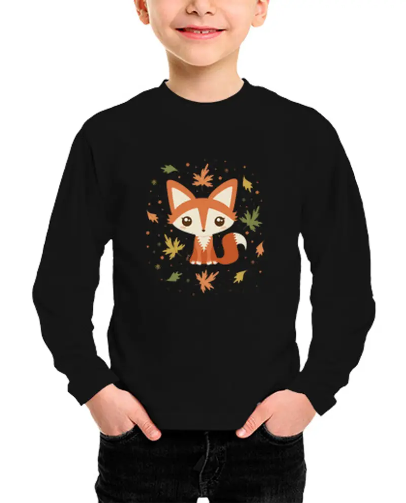 Maglietta bambino manica lunga volpe kawaii