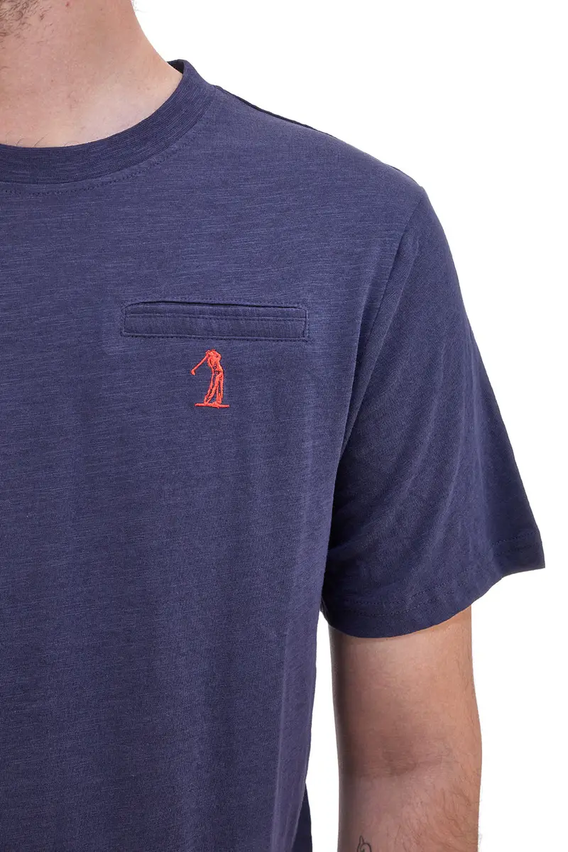 Maglietta blu navy girocollo con logo ricamato rosso U.S. GOLF CLUB TS1100 miniatura 2