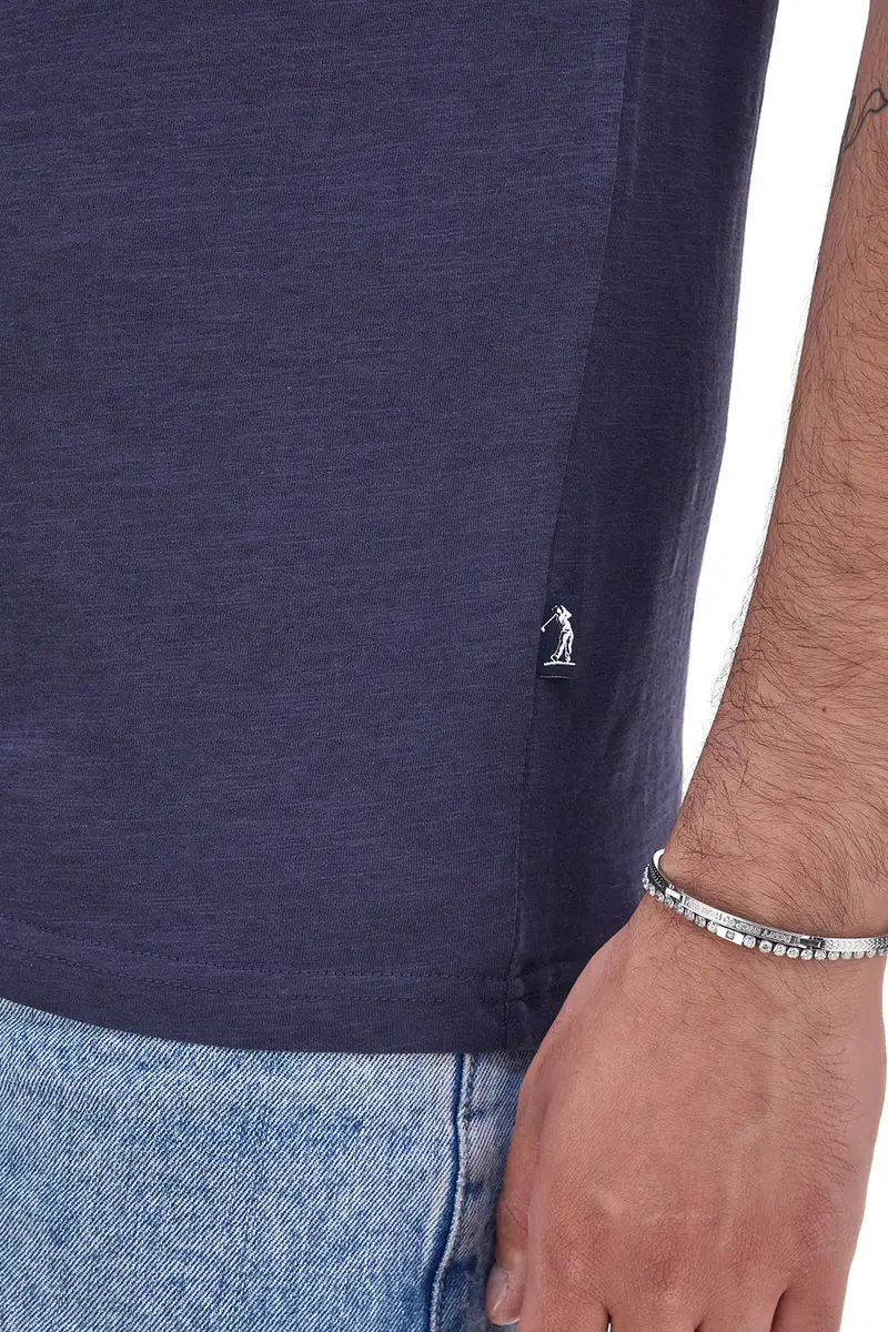 Maglietta blu navy girocollo con logo ricamato rosso U.S. GOLF CLUB TS1100 miniatura 3