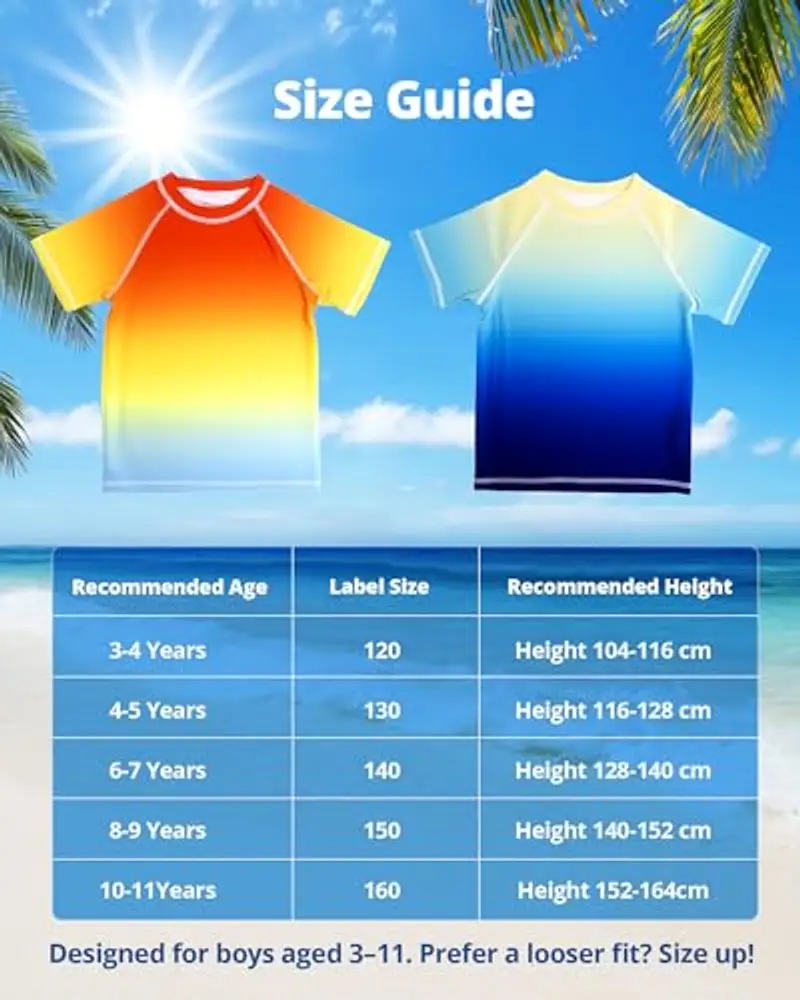 Maglietta da Nuoto per Ragazzi UPF 50+ a Maniche Corte per 3-11 Anni – Protezione Solare, Asciugatura Rapida miniatura 3