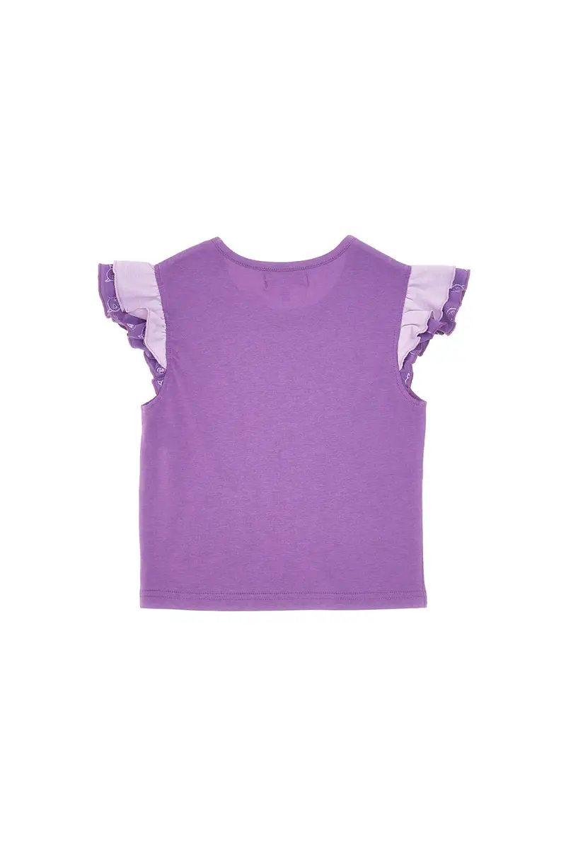 Maglietta Girocollo con Maniche s Sbuffo Viola PITT KIDS PT-K-T-7026 miniatura 3