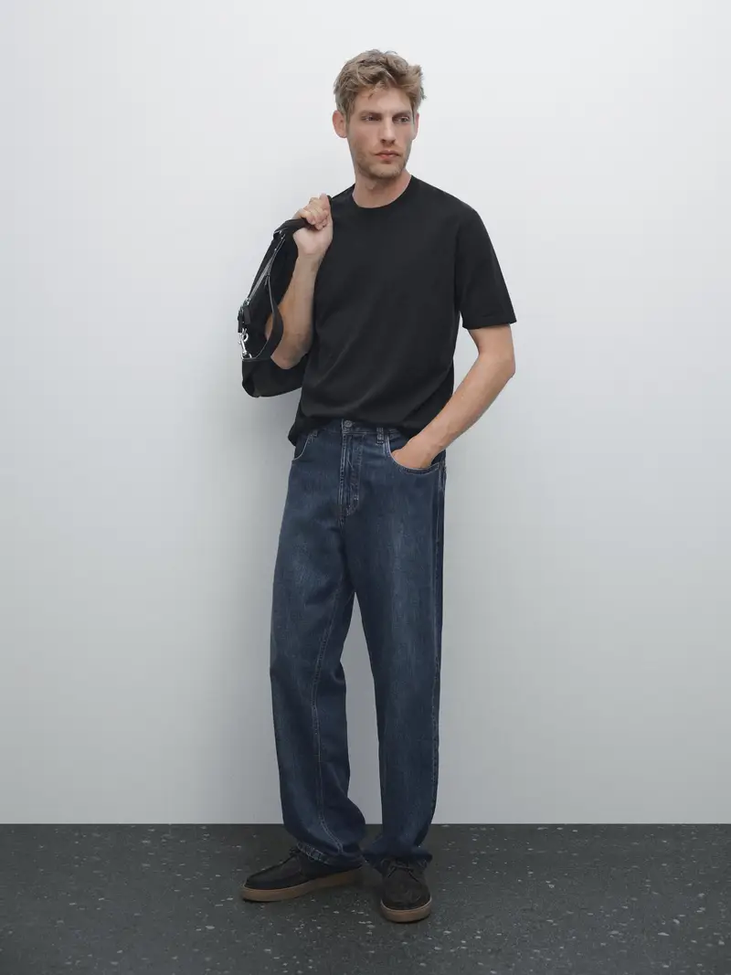 Maglietta In Maglia 100% Cotone - Blu Marino - Xl - Massimo Dutti - Maschile