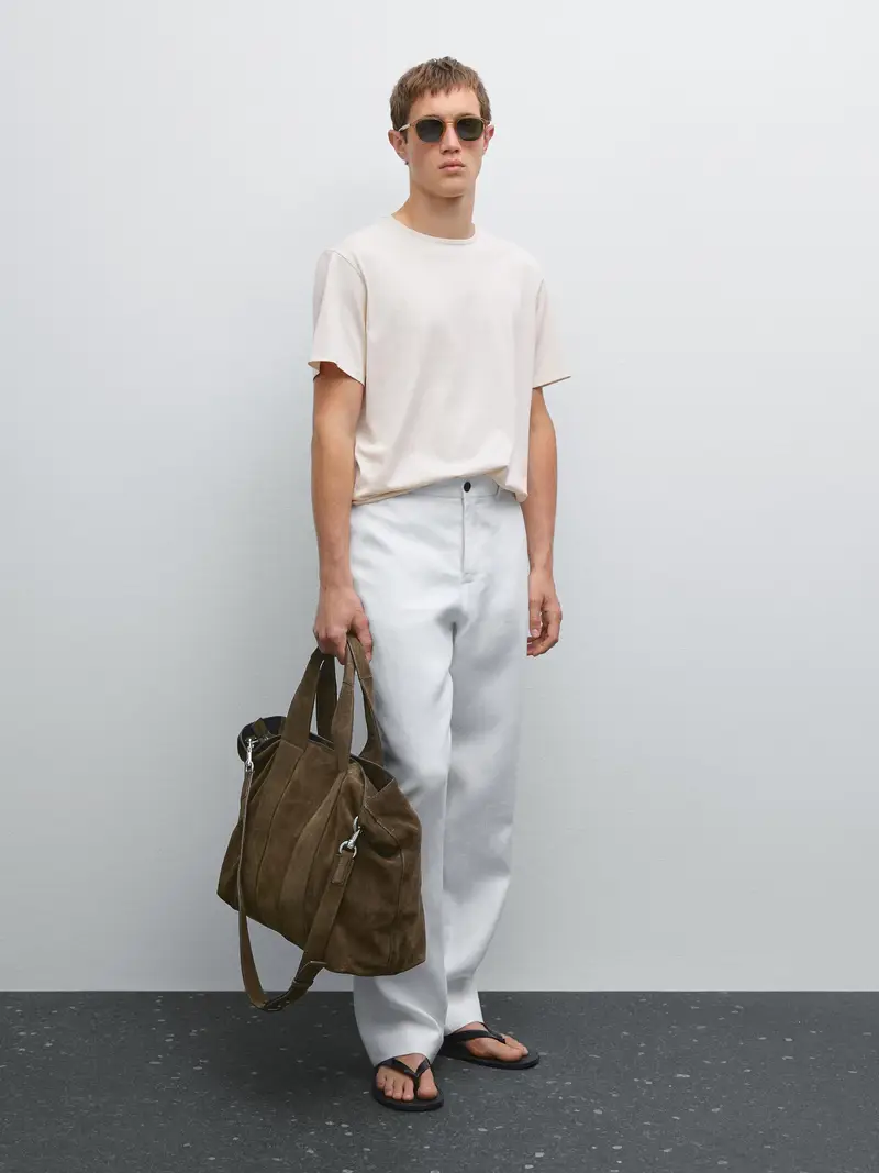 Maglietta Leggera 100% Cotone - Sabbia - M - Massimo Dutti - Maschile