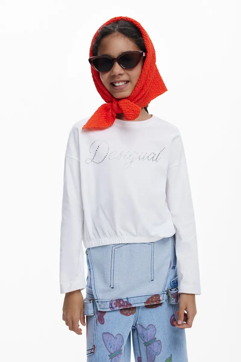 Maglietta semplice logo strass