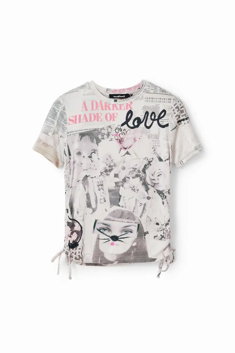 Maglietta slim fit giornale arricciato