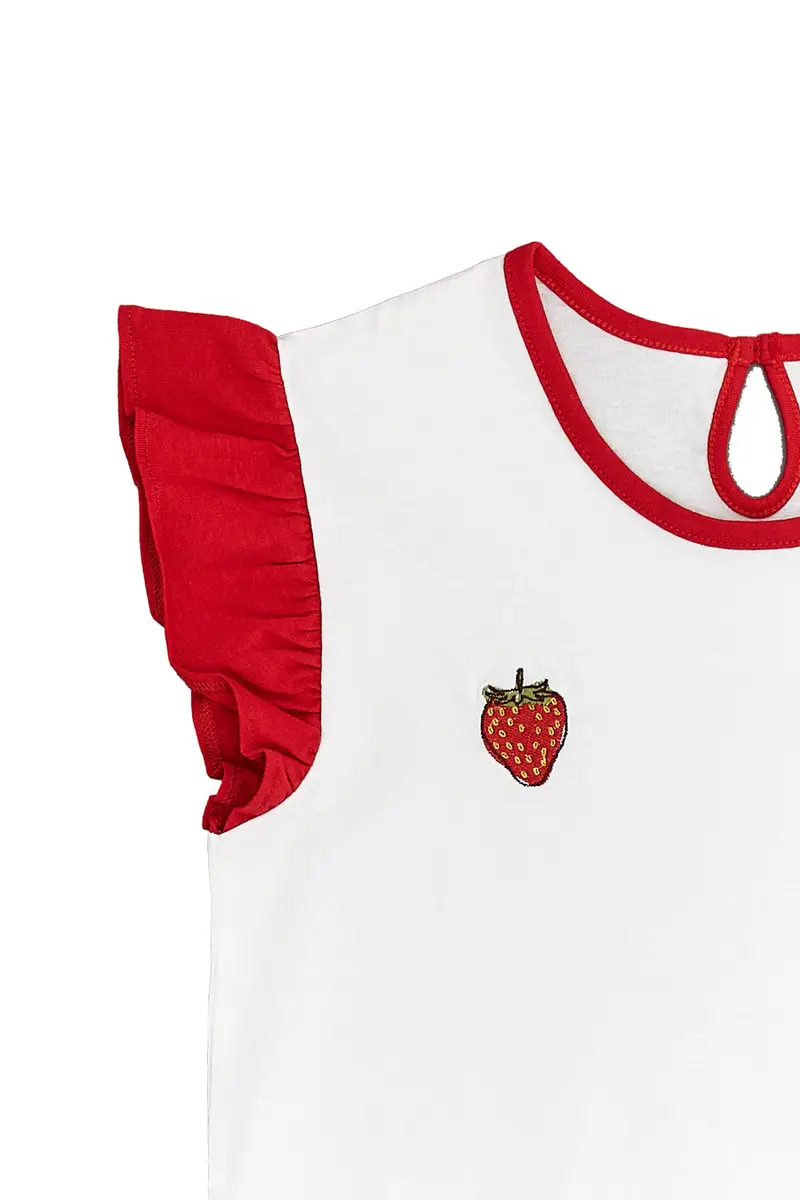 Maglietta Smanicata Bianca con Fragola Pitt Kids 05059 miniatura 2