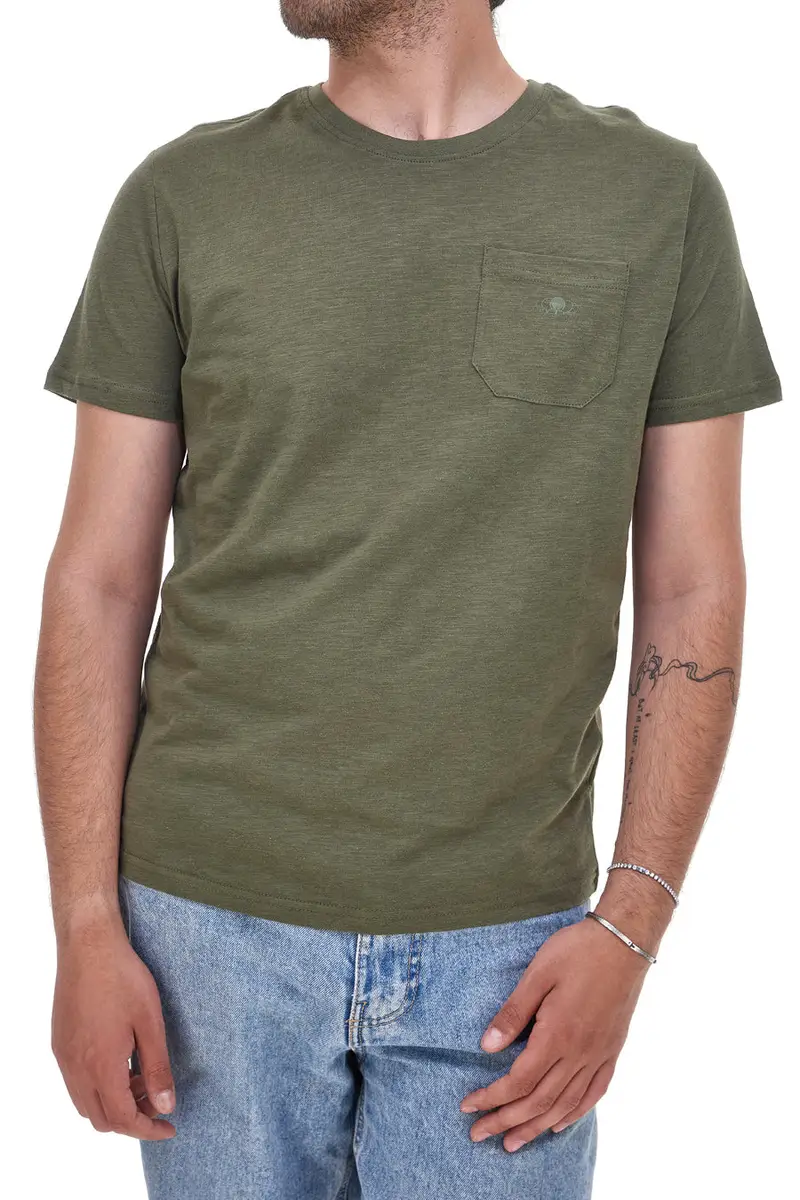 Maglietta verde militare con taschino in cotone SEVENOAKS NBY1341