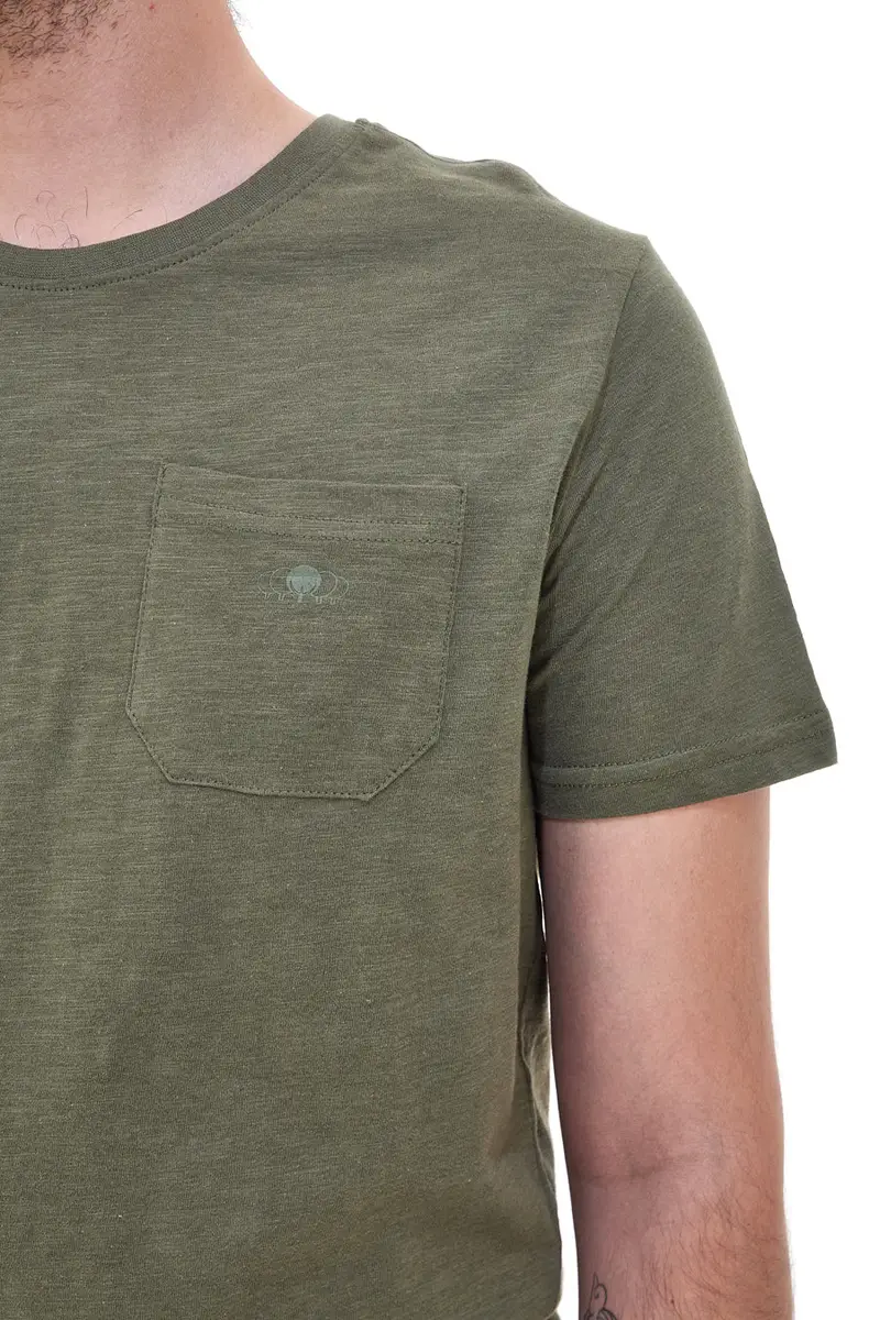 Maglietta verde militare con taschino in cotone SEVENOAKS NBY1341 miniatura 2