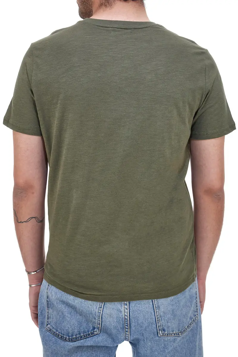 Maglietta verde militare con taschino in cotone SEVENOAKS NBY1341 miniatura 3